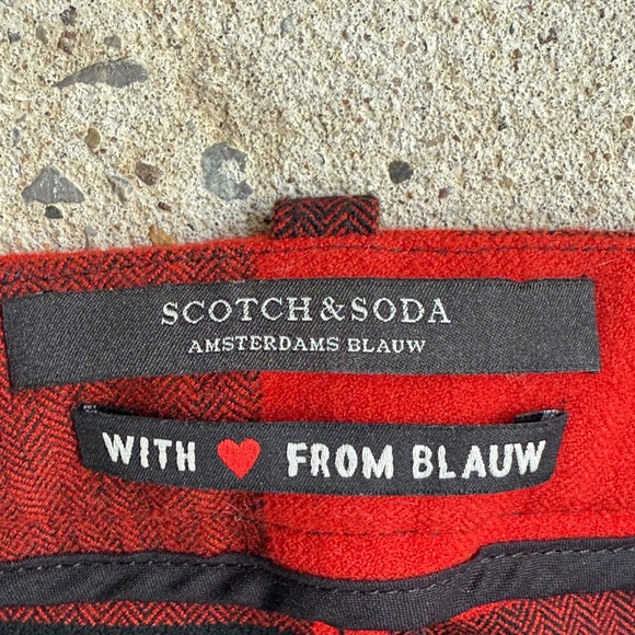 Scotch & Soda Blauw Red & Black Buffalo Plaid Trousers Size Medium - Picture 3 of 14